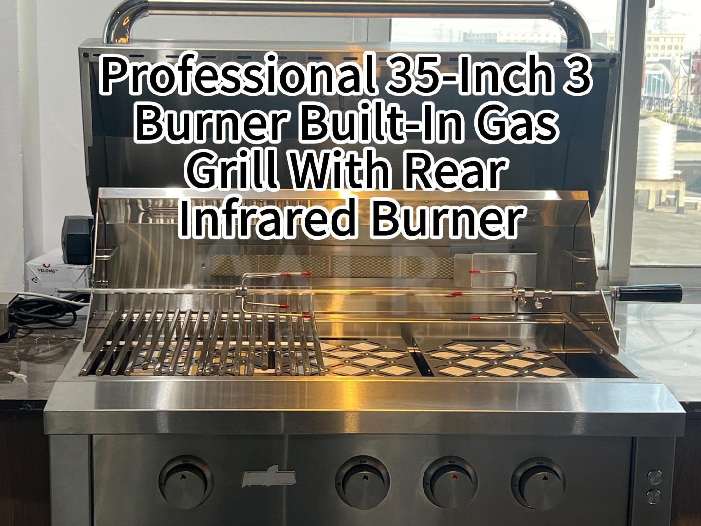 35" Gas Grill equipped with H-shaped cast burners delivering exceptional high heat output.