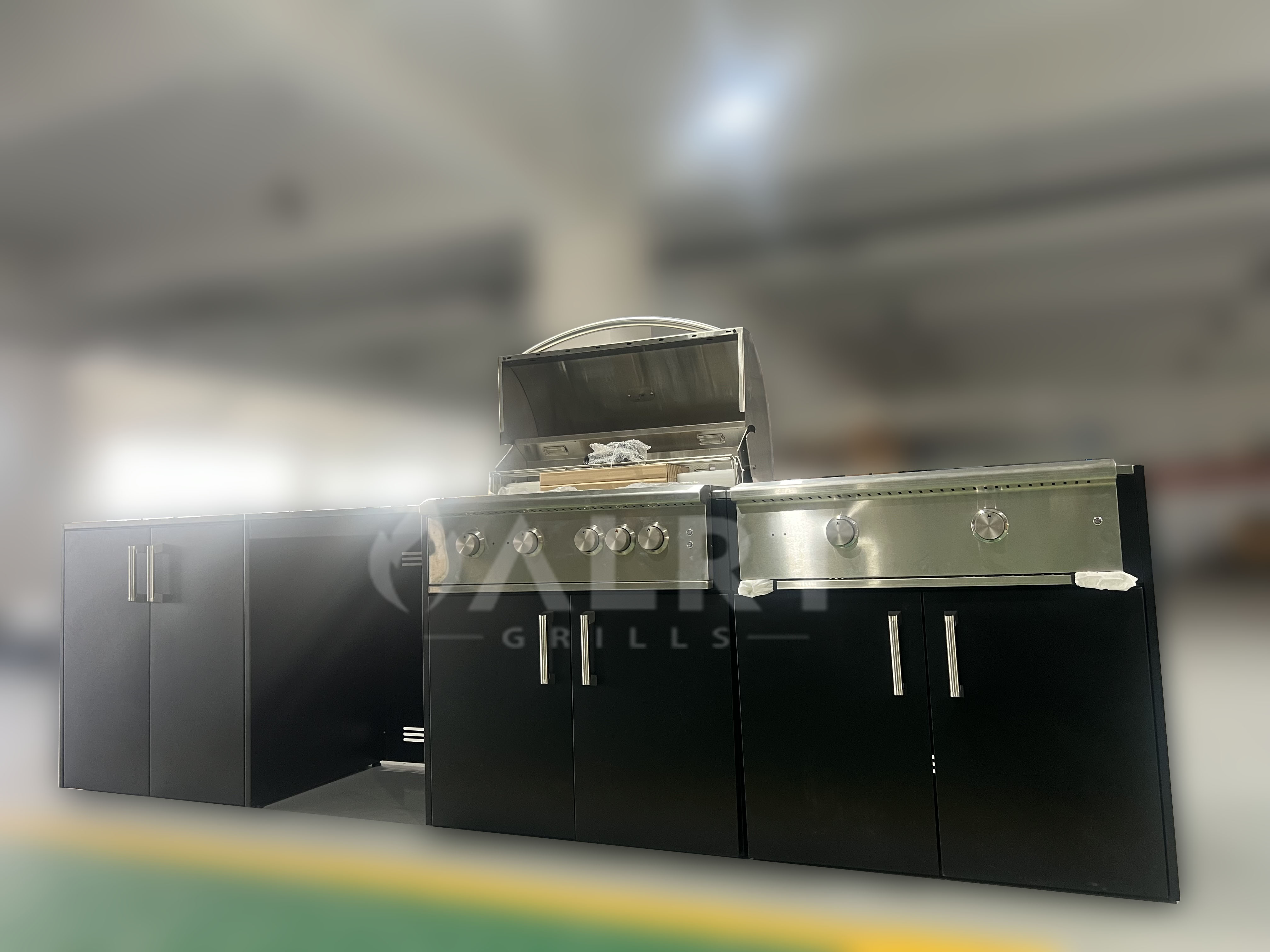 Four-module black version with modular cabinet design.